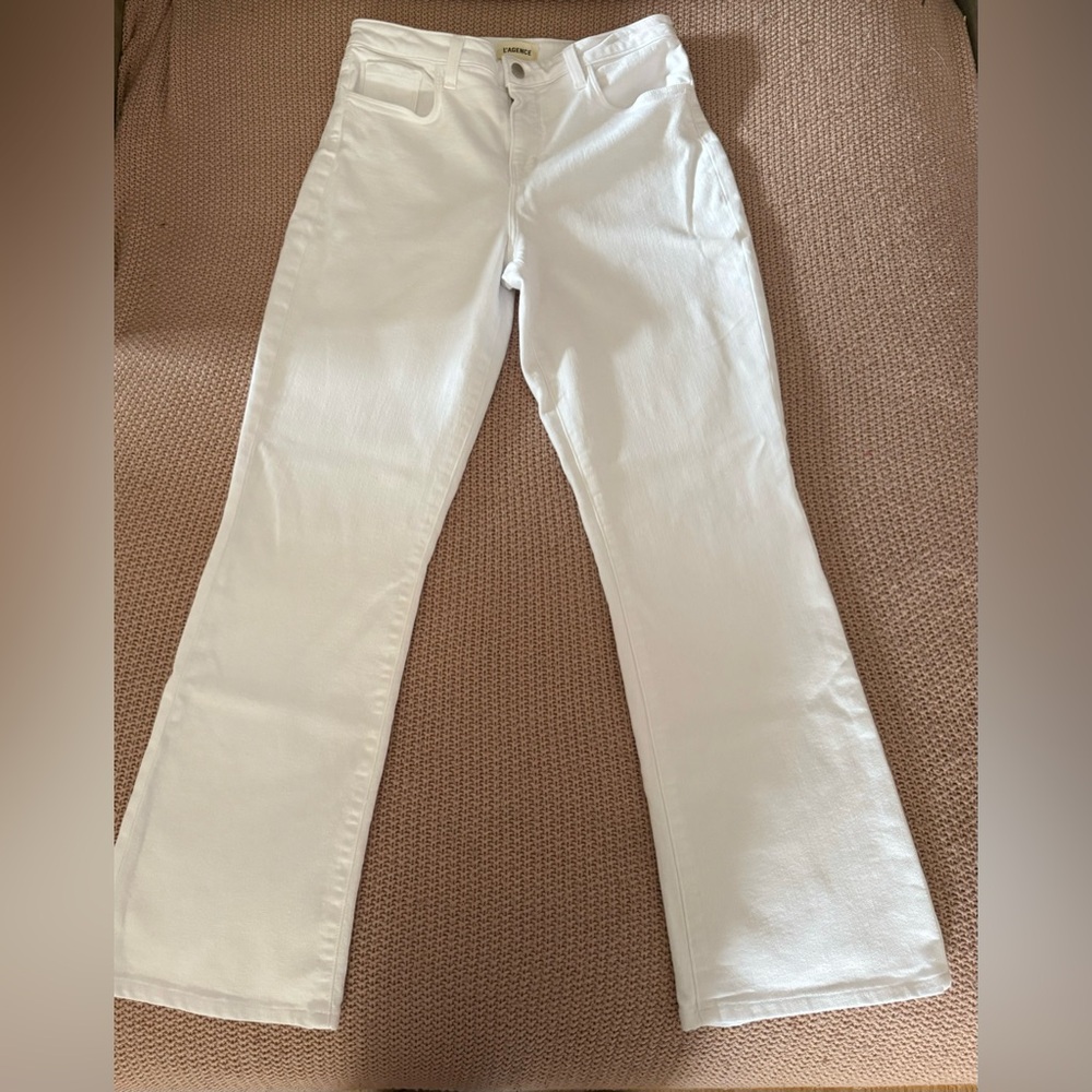 L'Agence Oriana High Rise Jeans Womens 30 White Straight Stretch Denim USA Made